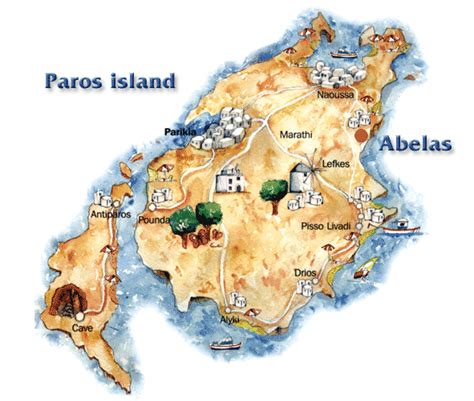 Paros Map Paros Cave Maps And Directions Seaside Village Village