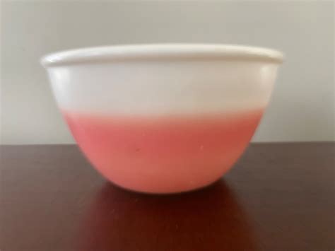 Antique Hazel Atlas Ombré Pink and White Opal Glass Mixing Bowl Very