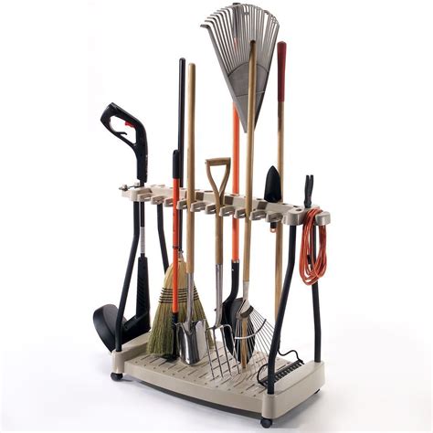 Too many heavy tools and nowhere to efficiently and neatly store them all. Garden Tool Shed Garage Shovel Rake Storage Rack Holder ...