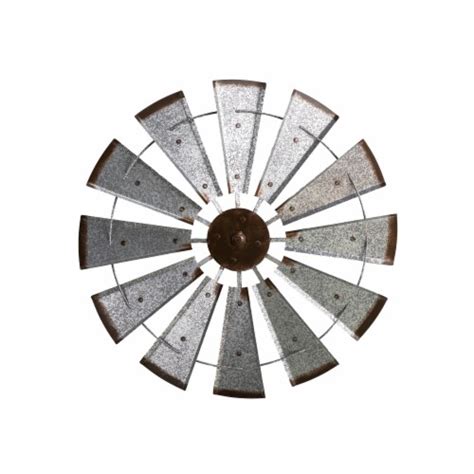 Glitzhome Rustic Farmhouse Round Metal Windmill Wall Decor Country