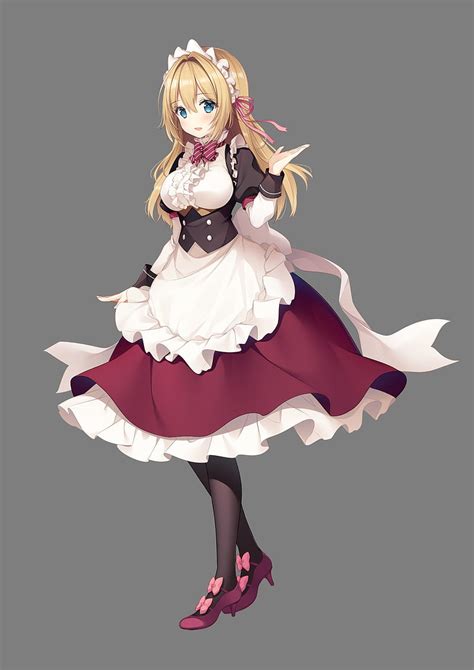 Anime Girl Rifle Dark Maid Dress Pink Hair Smiling Anime Hd