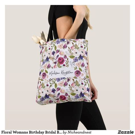 Floral Womans Birthday Bridal Baby Shower Gift Tote Bag Bridal Shower