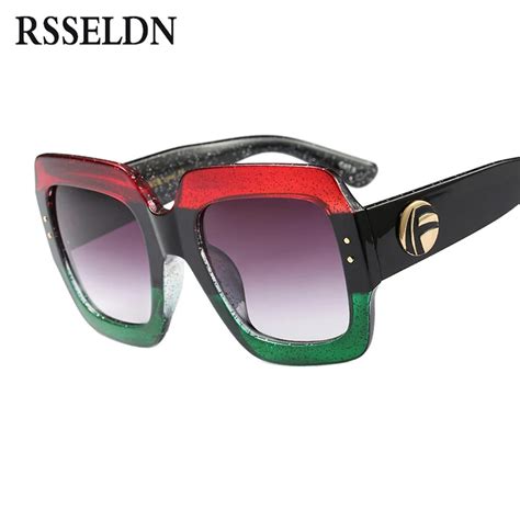 ﻿buy rsseldn oversized square sunglasses women fashion gradient lens sun glasses for women brand