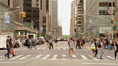 Urban Lifestyle Scene Of People Commuting In Business District Stock