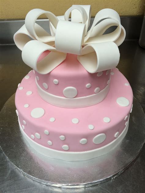 2 Tiered Cake Covered In Fondant With Fondant Bow Fondant Bow Cake