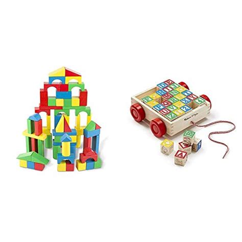 Melissa And Doug Wooden Building Set 100 Blocks In 4 Colors And 9