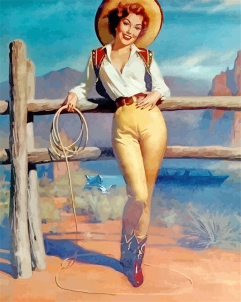 Retro Cowgirl Paint By Number Paint By Numbers For Sale