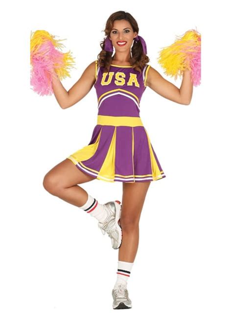 Costume Da Cheerleader Allegra Viola E Giallo Per Donna Consegna