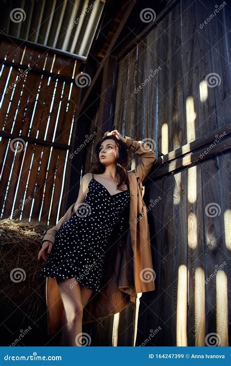 Girl Resting In The Village Near The Hay Portrait Of A Woman In The