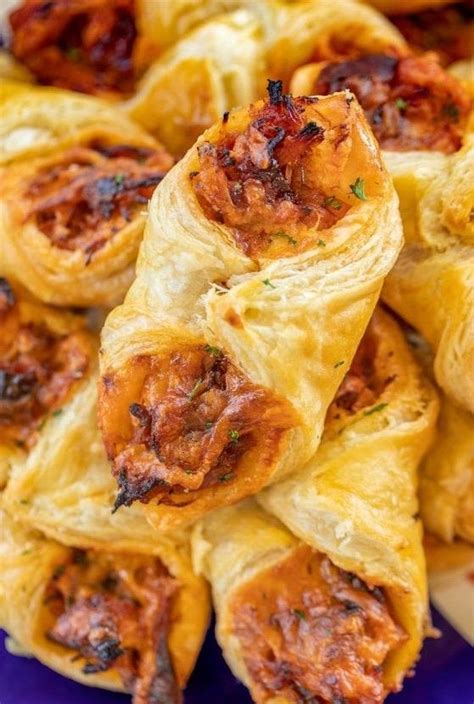 Arrange pulled pork and cheese down center of the pastry squares. Pulled Pork Pastry Puffs Recipe | Appetizer recipes