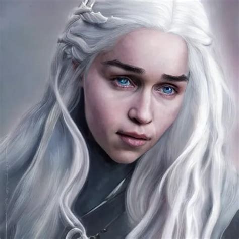 Daenerys Targaryen Long Intricate Pale White Hair Photo Realis