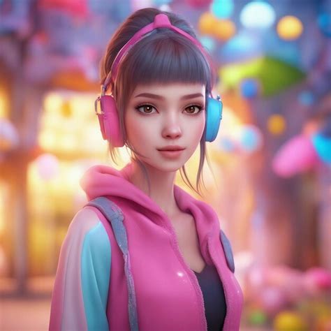Premium Ai Image 3d Cute Gamer Girl