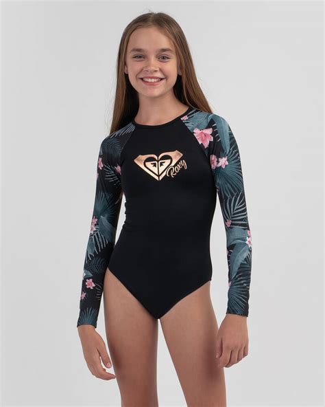 roxy girls mahalo tribe long sleeve surfsuit in mahalo tribe floral city beach australia