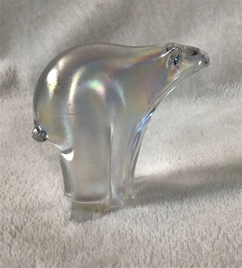 Vintage Hand Blown Clear Glass Polar Bear Figurine Statue Mama Etsy