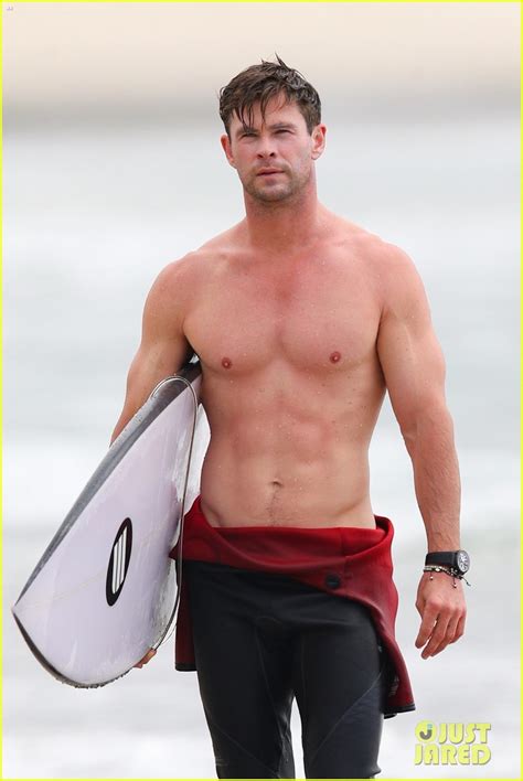 Chris Hemsworth Bares His Chiseled Shirtless Body Shares Sweet Kiss