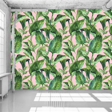 Banana Leaves Pink Wallpaper Palm Leaf Wallpaper Banana Leaf