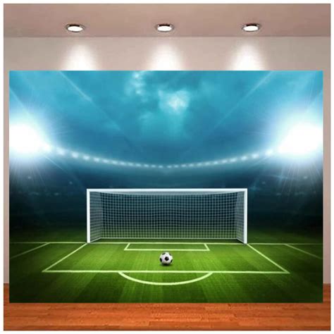 Soccer Field Background Football Pitch Goal Post Ball Game Stadium