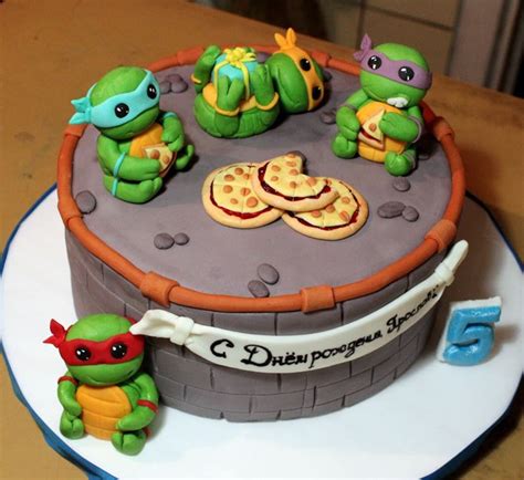 Ninja Turtles Inspired Baby Fondant Cake Topper Decor Figurine Birthday Party Keepsake Cute