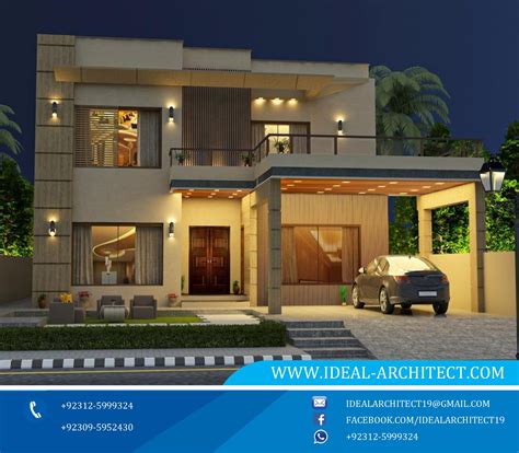 10 Marla House 3d Front Elevation Ideal Architect