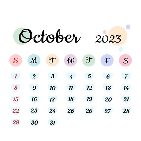 Calendar October 2023 October 2023 Calendar 2023 Simple Design Png