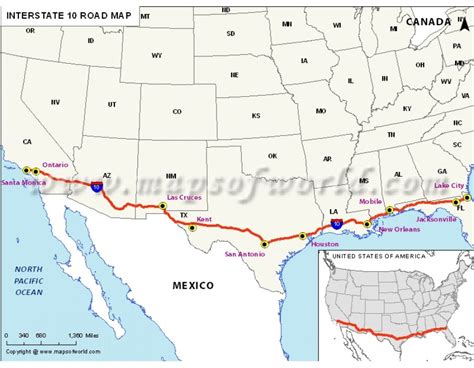 Interstate 10 Map Of Usa