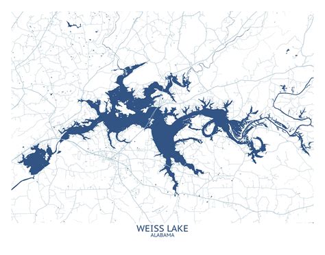 Weiss Lake Alabama Map Pittsburgh Map Company Etsy