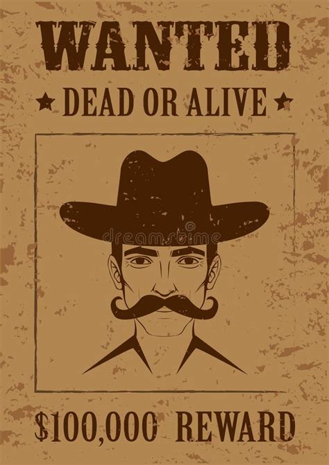 Western Poster Wanted Dead Or Alive Stock Vector Illustration Of