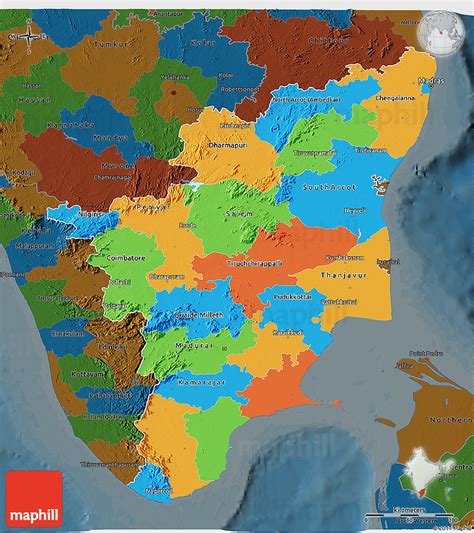 Maybe you would like to learn more about one of these? Political 3D Map of Tamil Nadu, darken