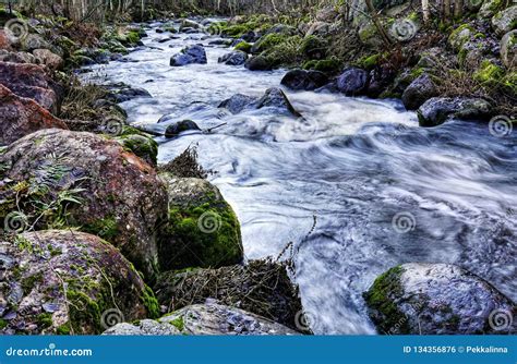 River Flowing Fast Stock Photo Image Of Stream Moss 134356876