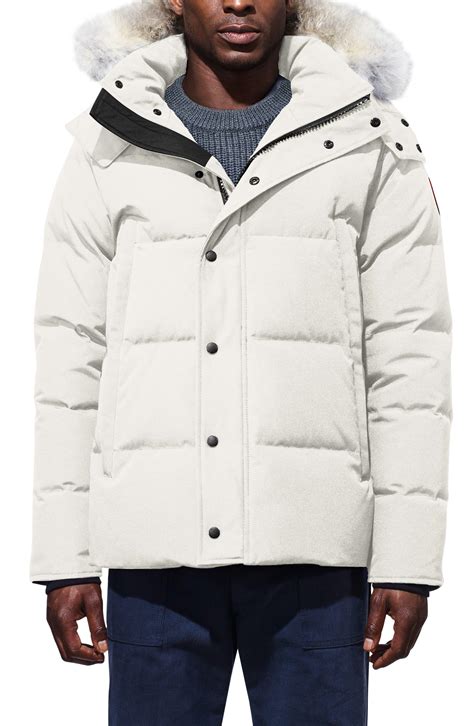 Canada Goose Synthetic Wyndham Slim Fit Genuine Coyote Fur Trim Down Jacket In Natural For Men