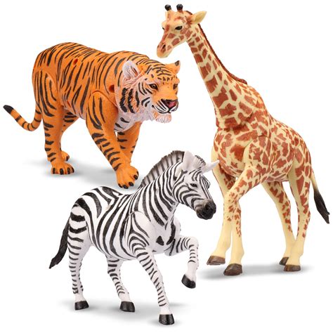 Kid Galaxy 9 Poseable Safari Animal Figure Set Tigerzebragiraffe