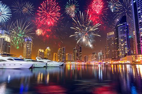 Images Dubai New Year Fireworks Emirates Uae Marinas Night Time