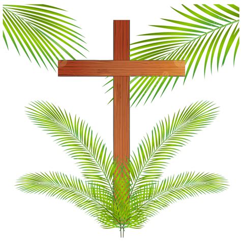 Palm Sunday Vector Design Images Palm Sunday Cross And Branches Vector