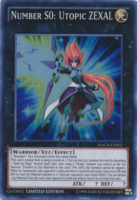 Whenever he and his friends are threatened by evil in duel monster card game, this alter ego breaks out to s. Number S0: Utopic ZEXAL - Yugipedia - Yu-Gi-Oh! wiki