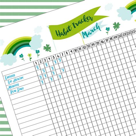 March Habit Tracker Monthly Printable Etsy