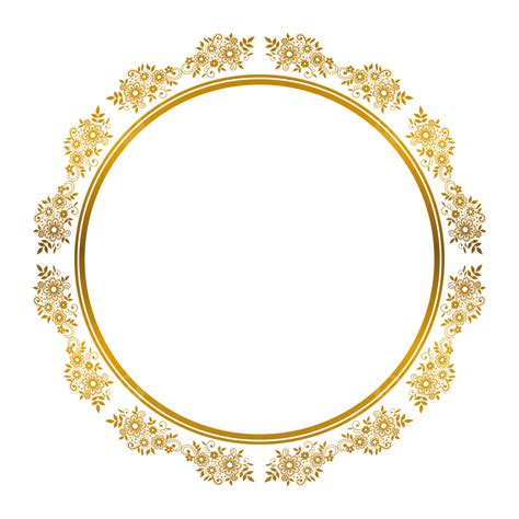 Gambar Bingkai Lingkaran Emas Dengan Desain Perhiasan Bunga Mewah