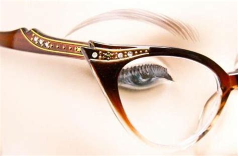 Retro Pinup Cat Eye Eyeglasses Ombre Fade Gradient Sexy Kat Crystals
