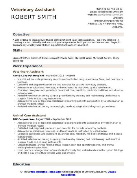Veterinary Assistant Resume Mt Home Arts