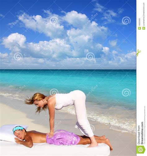Caribbean Beach Massage Shiatsu Waist Therapy Stock Image Image Of