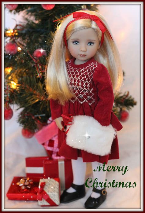 A Doll Is Standing Next To A Christmas Tree With Presents In Front Of