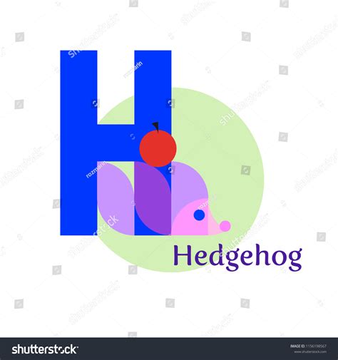 Cute Children Abc Letter H Hedgehog Stock Vector Royalty Free