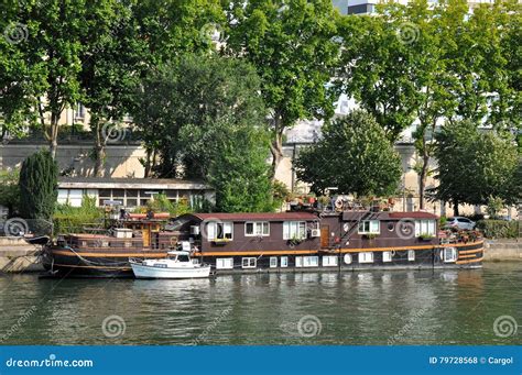 Houseboat In Paris Editorial Stock Photo Image Of Large 79728568