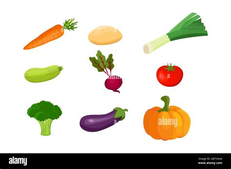 Vector Verduras Iconos Establecidos En Estilo De Dibujos Animados