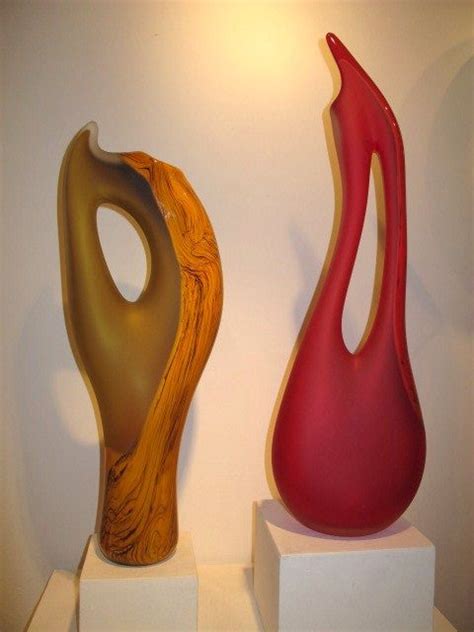 Tall Organic Glass Forms Shown The Vilano In Yellow Gold And The Tall Avelino In Venetian Red By