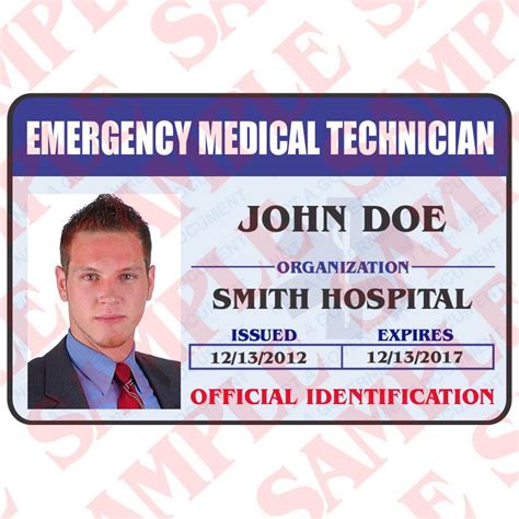 When you get a health insurance policy, that policy has a number. Emergency Medical Technician - Custom ID Card - MaxArmory