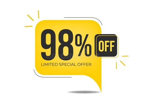 98 Percent Off Yellow Tag Discount Stock Vector Illustration Of