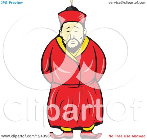 Clipart Of A Cartoon Chinese Man In A Traditional Robe
