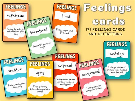 Feelings Cards And Definitions Item 449 Elsa Support
