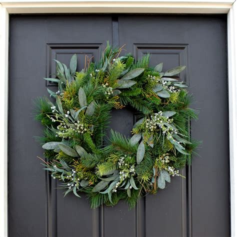 Seeded Eucalyptus And Christmas Pine Winter Front Door Holiday Wreath