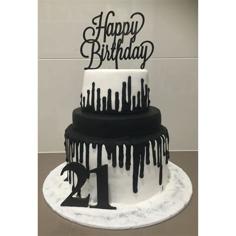 Upside Down Black Drip Cake 21st Birthday Celebration 21st Birthday